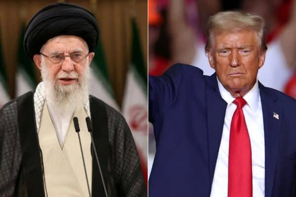 Photo: Iran's supreme leader, Ayatolá Ali Khamenei, speaks after launching his vote during the presidential elections of the second round in Tehran, on July 5, 2024. Donald Trump greets supporters at the end of a campaign demonstration in Pittsburgh, Pennsylvania, on November 4, 2024.